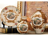 Royal Collection 3-Piece Ceramic Vase Set – Elegant Light Brown Ceramic Vases with Golden Rim and Tassel Design