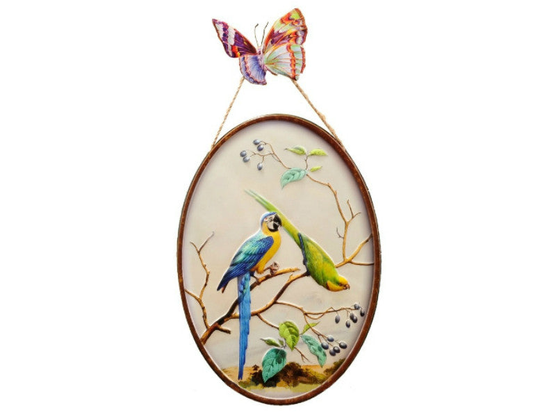 Parakeet Paradise 3D Metal Wall Art - 2 Piece Vertical Set