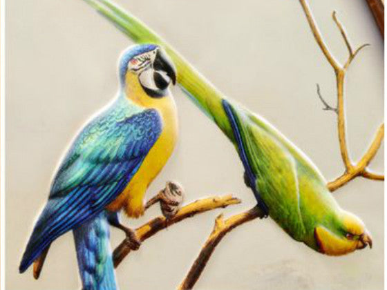 Parakeet Paradise 3D Metal Wall Art - 2 Piece Vertical Set