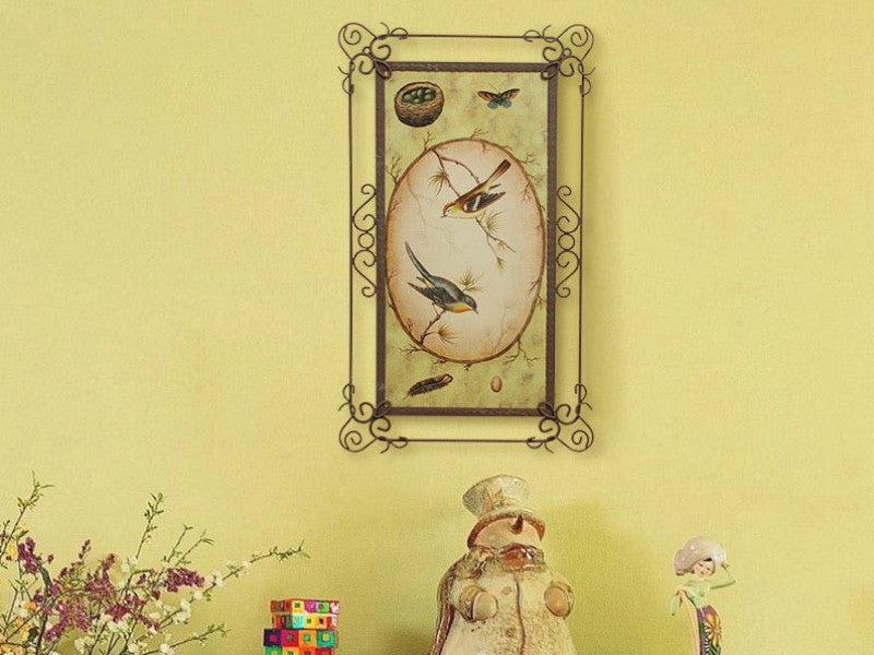 Lover Birds Metal Art - 2 Piece Set - Blue & Yellow