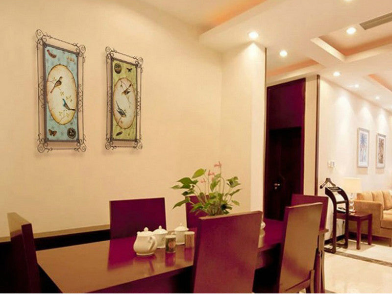 Lover Birds Metal Art - 2 Piece Set - Blue & Yellow