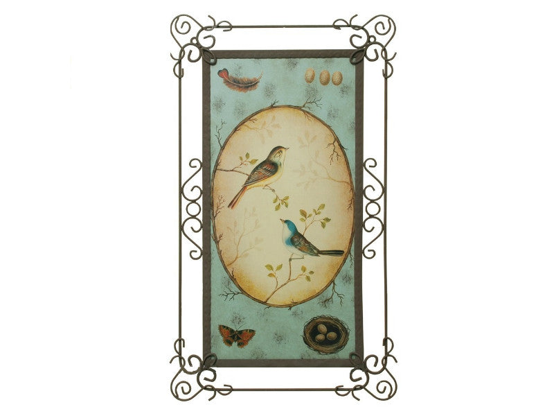 Lover Birds Metal Art - 2 Piece Set - Blue & Yellow