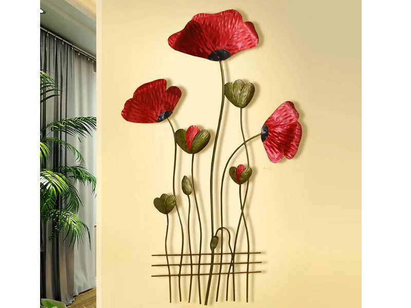 Red Poppy Metal Wall Decor