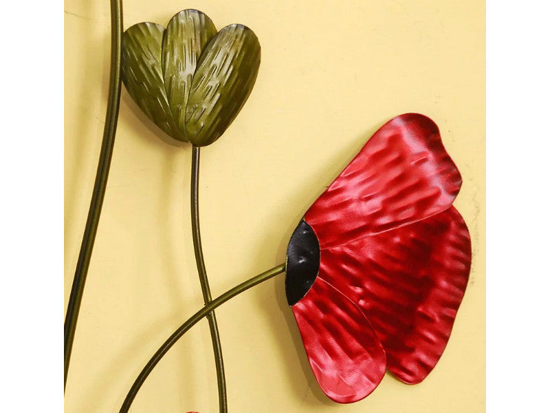 Red Poppy Metal Wall Decor