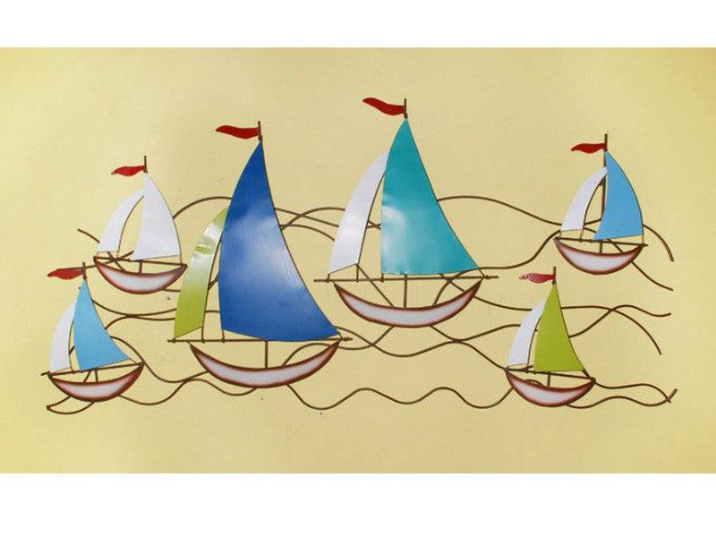 Colorful Fleet of Sail Boats Wall Art - Extra Wide