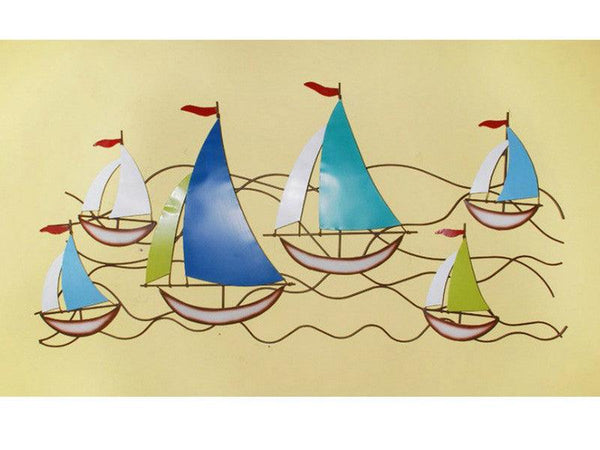 Colorful Fleet of Sail Boats Wall Art - Extra Wide