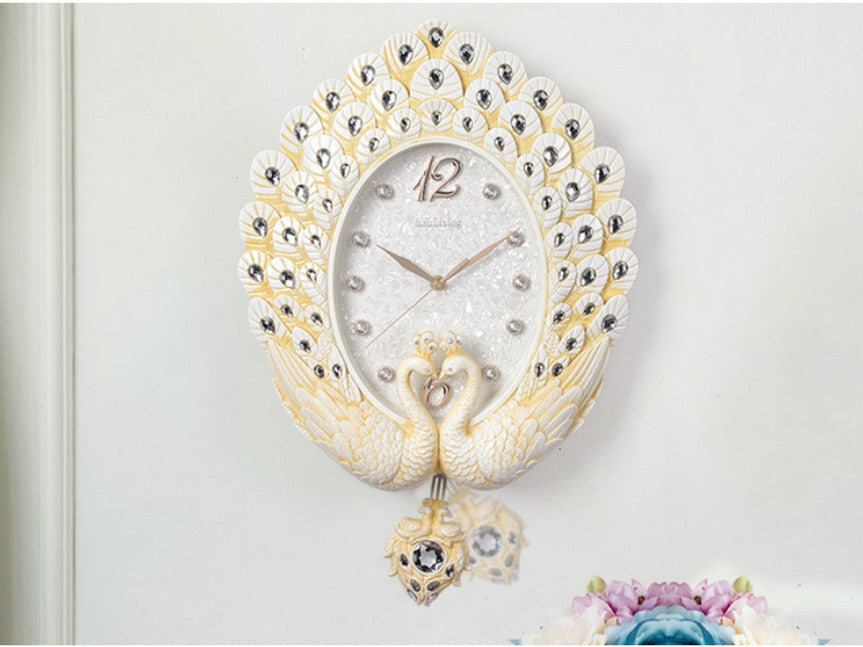 Dancing Peacock Clock with Pendulum