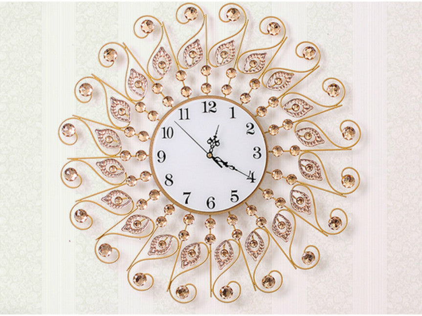 Sunrays Wall Clock with Mirrored Jewels