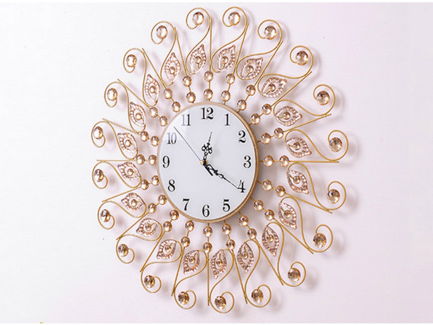 Sunrays Wall Clock with Mirrored Jewels