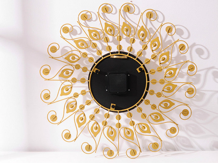 Sunrays Wall Clock with Mirrored Jewels