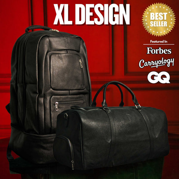 Black Leather XL Signature Bag Set (XL Signature Backpack and Duffle Bag) Sole Premise
