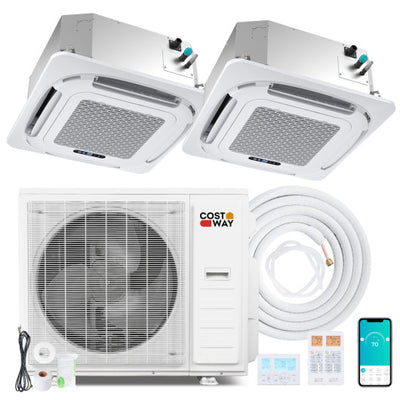 X-Pro 35000 BTU 2 Zone 22.5 SEER2 Ceiling Cassette Mini Split AC-18K + 18K