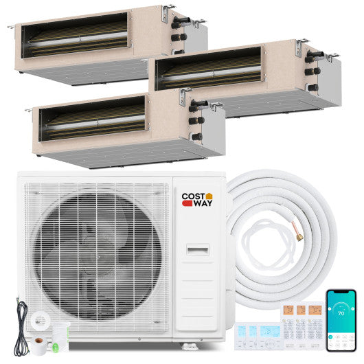 X-Pro 35000 BTU 3 Zone 22.5 SEER2 Concealed Ducted Mini Split AC-12K + 12K + 18K