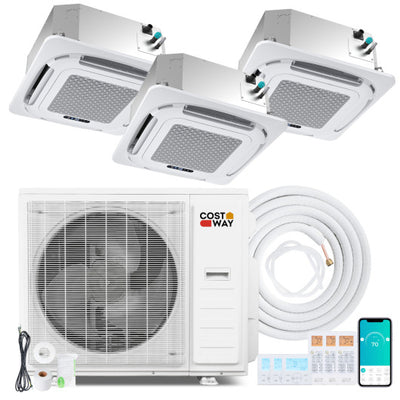 X-Pro 35000 BTU 3 Zone 22.5 SEER2 Ceiling Cassette Mini Split AC-9K + 9K + 18K