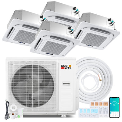 X-Pro 35000 BTU 4 Zone 22.5 SEER2 Ceiling Cassette Mini Split AC-12K + 12K + 12K + 12K