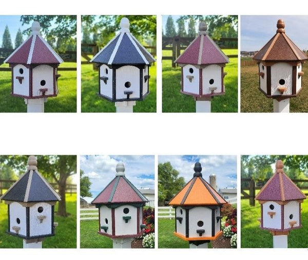 Extra Large Amish-Made Poly Birdhouse with 6 Nesting Compartments – Weatherproof Outdoor Birdhouse