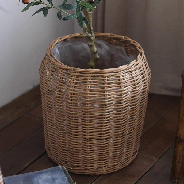 Natural Wicker Floor Planter Basket with Liner