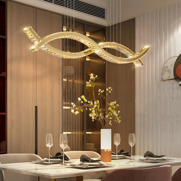 Gold Wave Crystal Chandelier