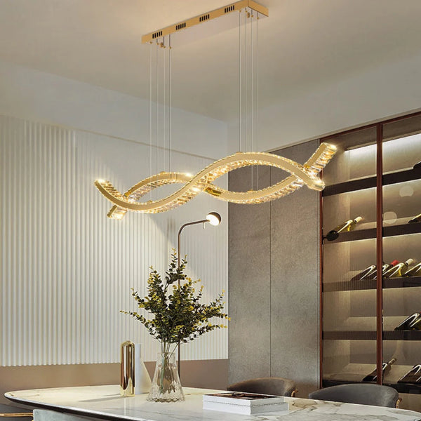 Gold Wave Crystal Chandelier