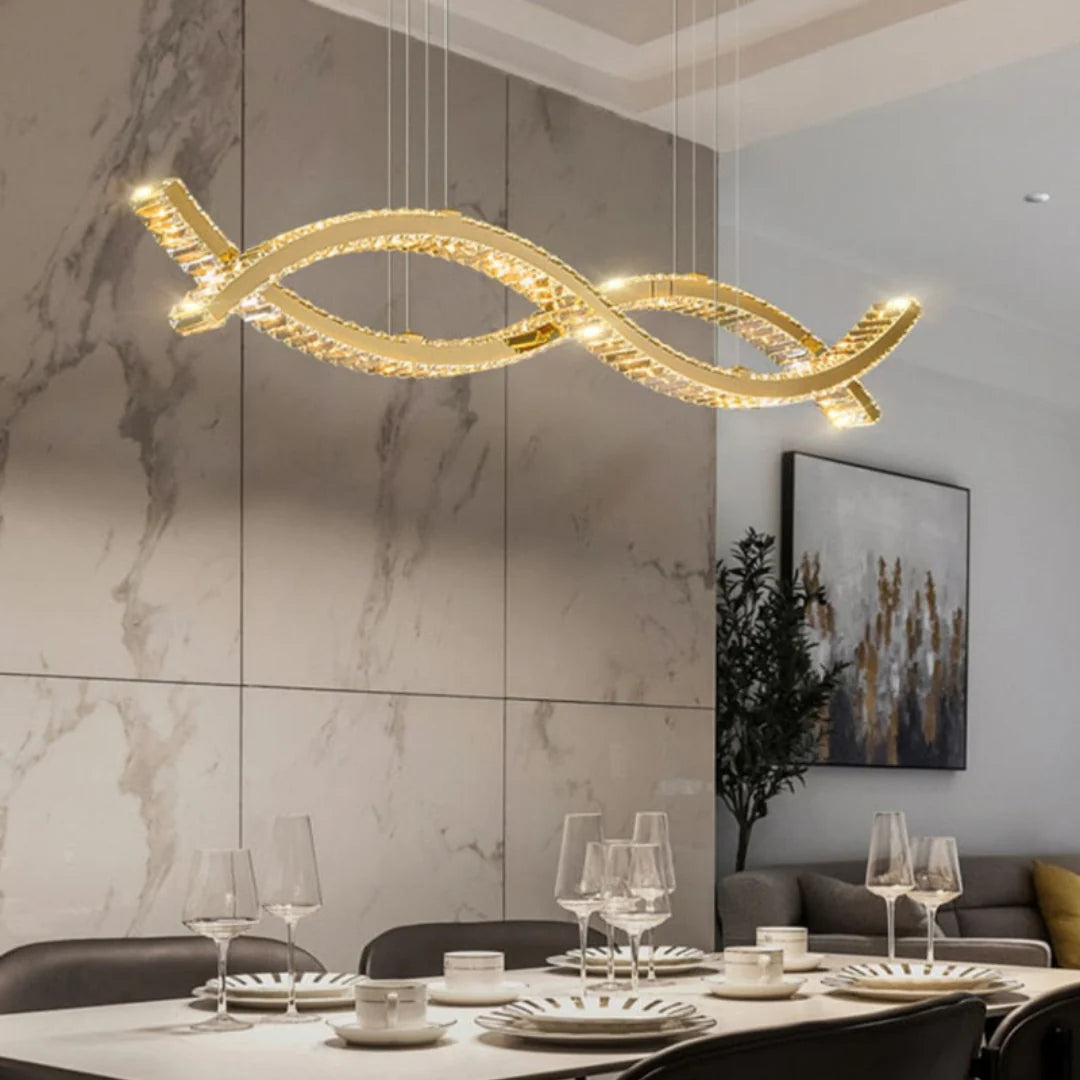 Gold Wave Crystal Chandelier