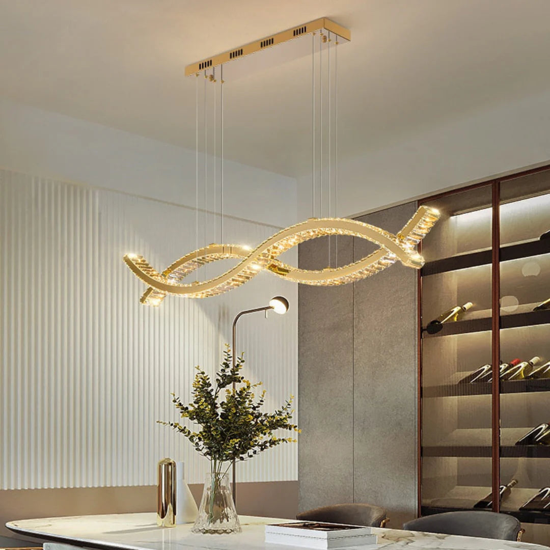 Gold Wave Crystal Chandelier