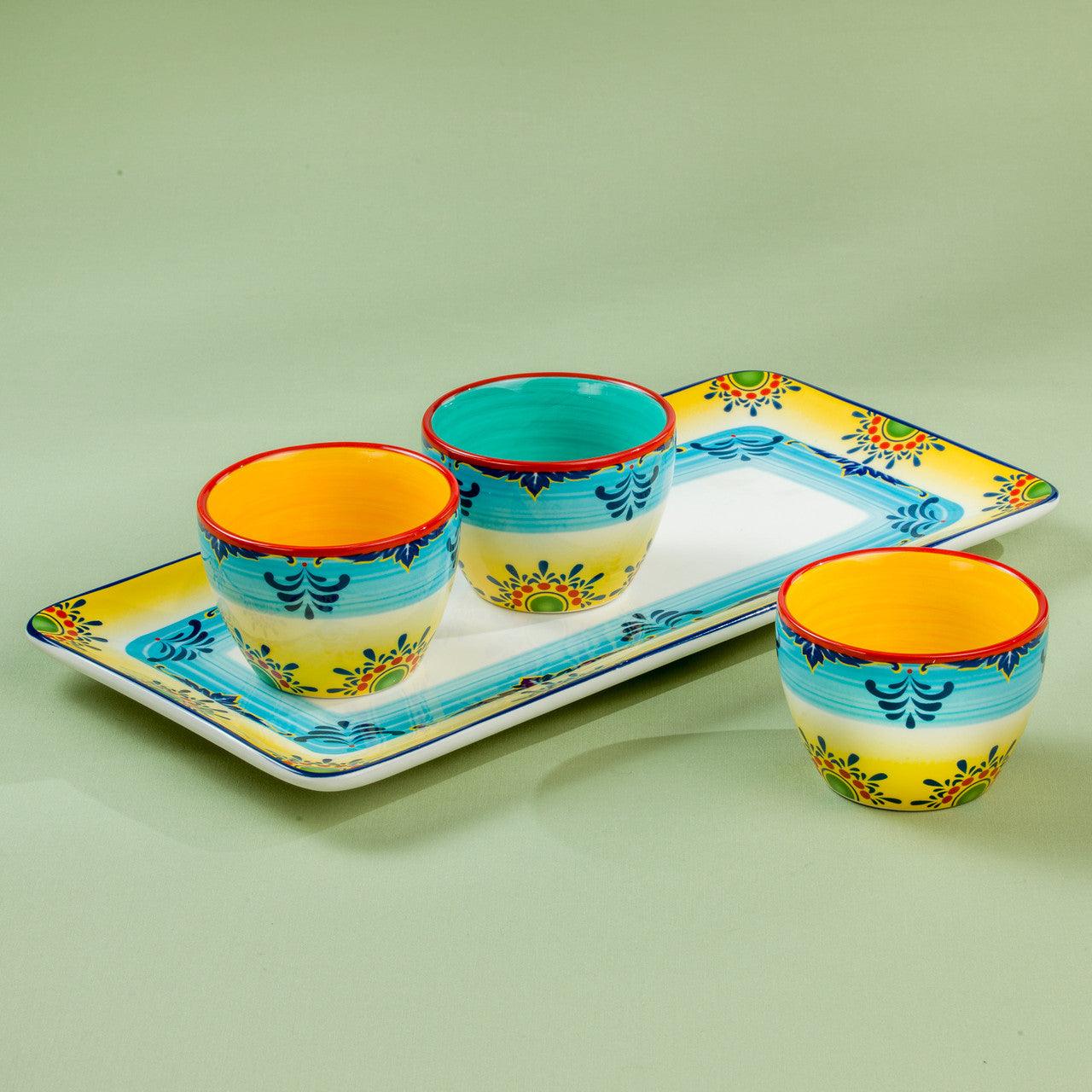 Zanzibar Ceramic Artisan Design 4-Piece Appetizer Serving Set