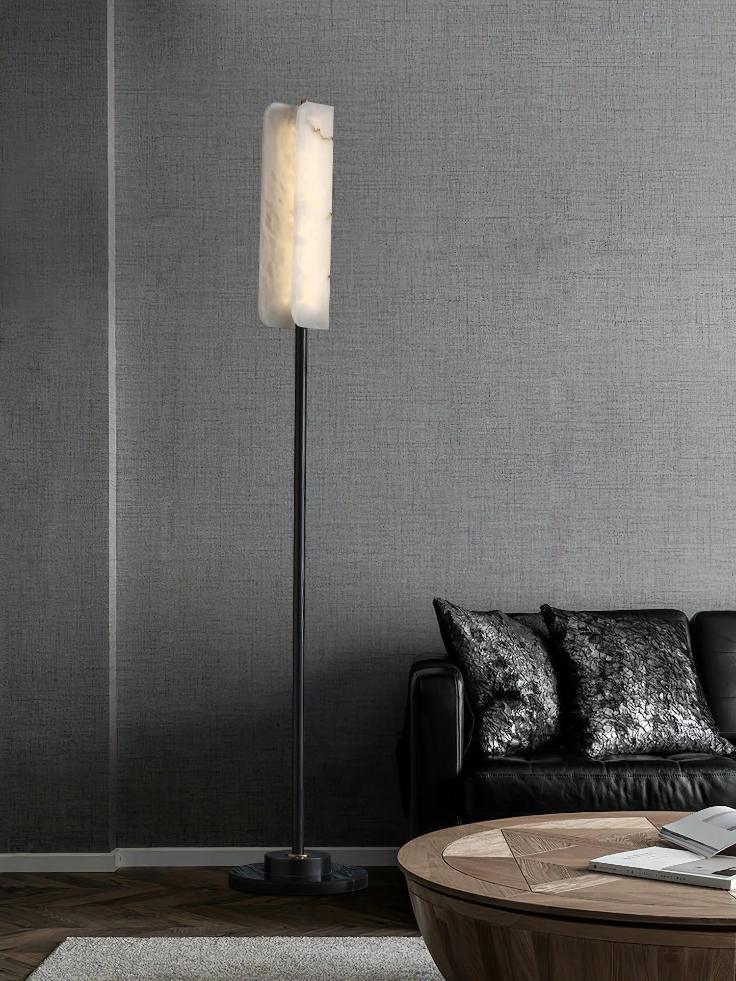 Alabaster Years Black Floor Lamp