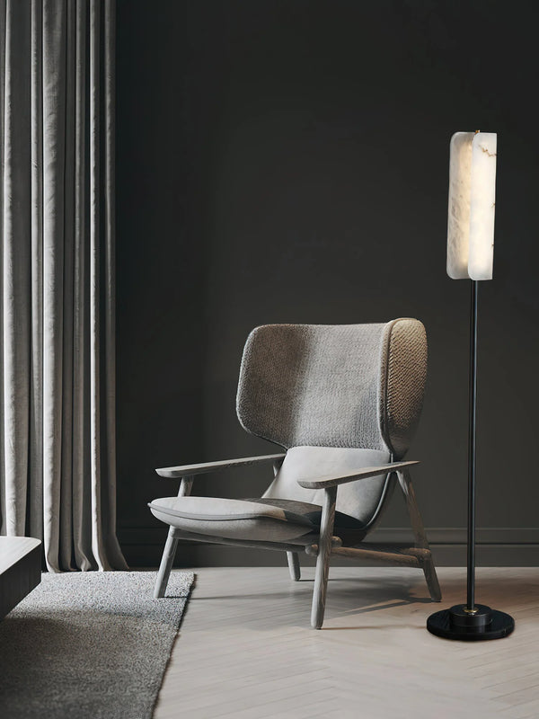 Alabaster Years Black Floor Lamp