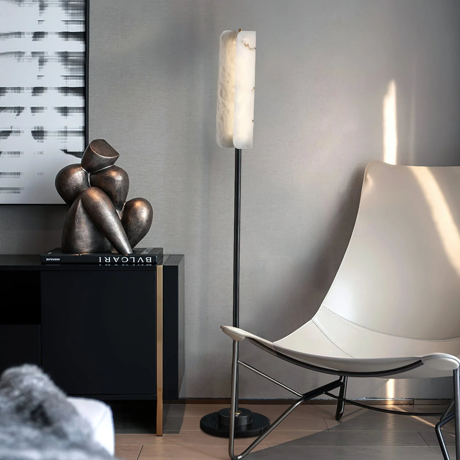 Alabaster Years Black Floor Lamp