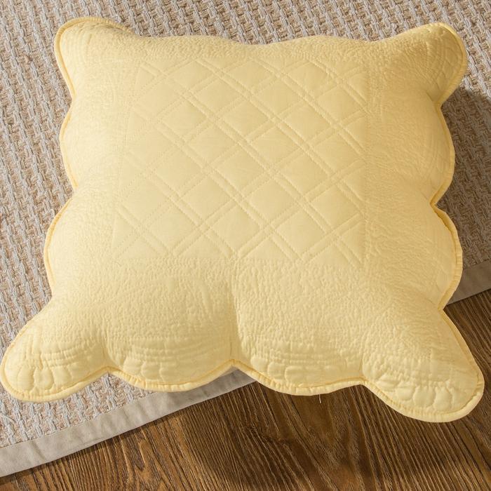 Tache Yellow Diamond Matelasse Scalloped Buttercup Puffs Cushion Covers / Euro Sham (YELLEMDES)