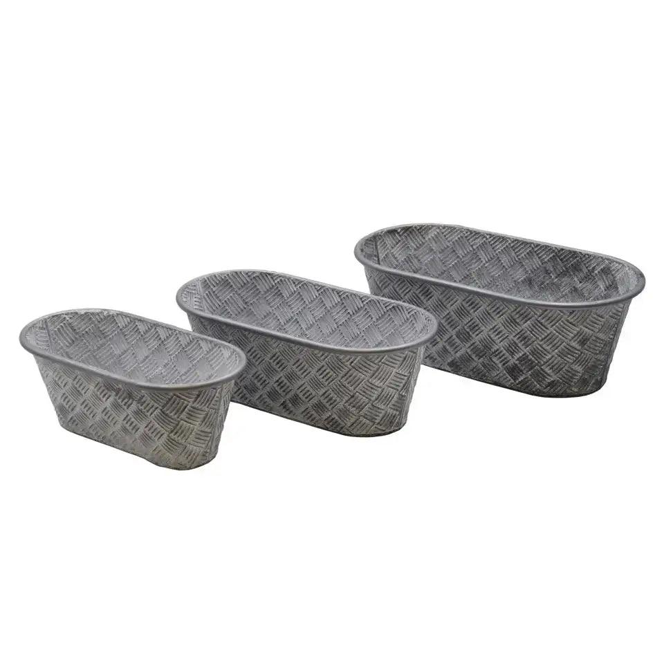 Oval Basketweave Planters Set of 3