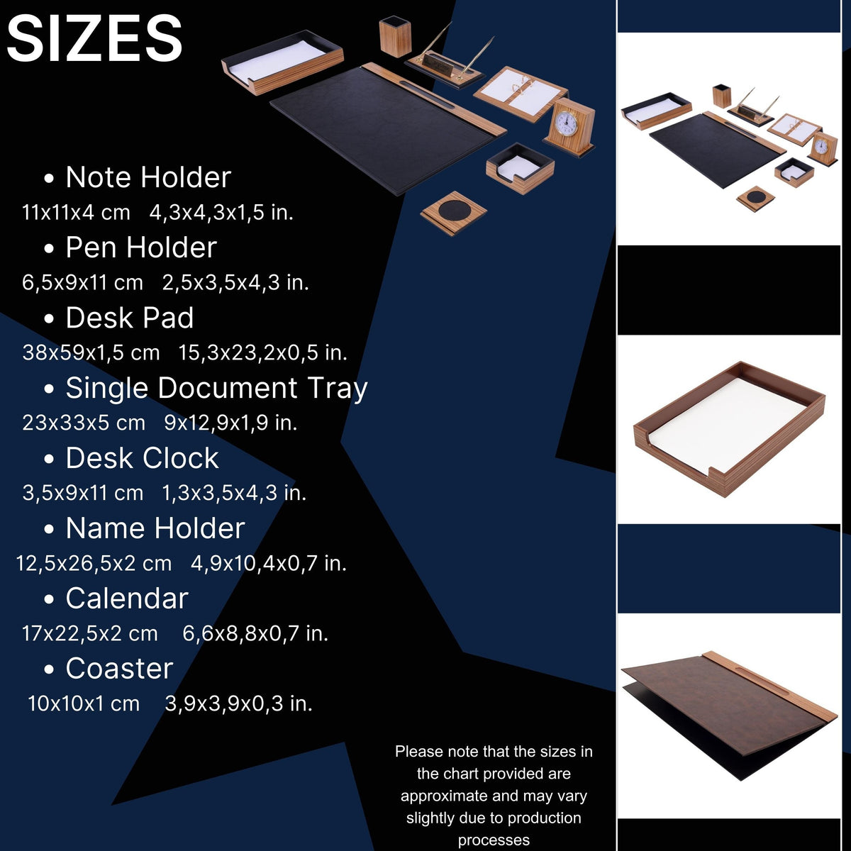 MOOG Zebrona Leather Desk Set-Brown- 11 PCS