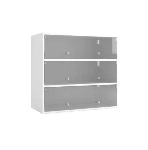 Luminous RGB LED White Shoe Cabinet with Glass Doors Ameraeon