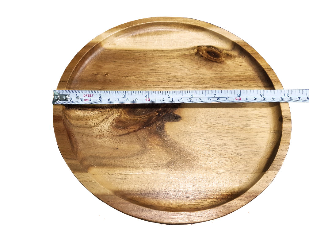 Zavis Green Acacia Wood Round Stackable Plate / Platter 10