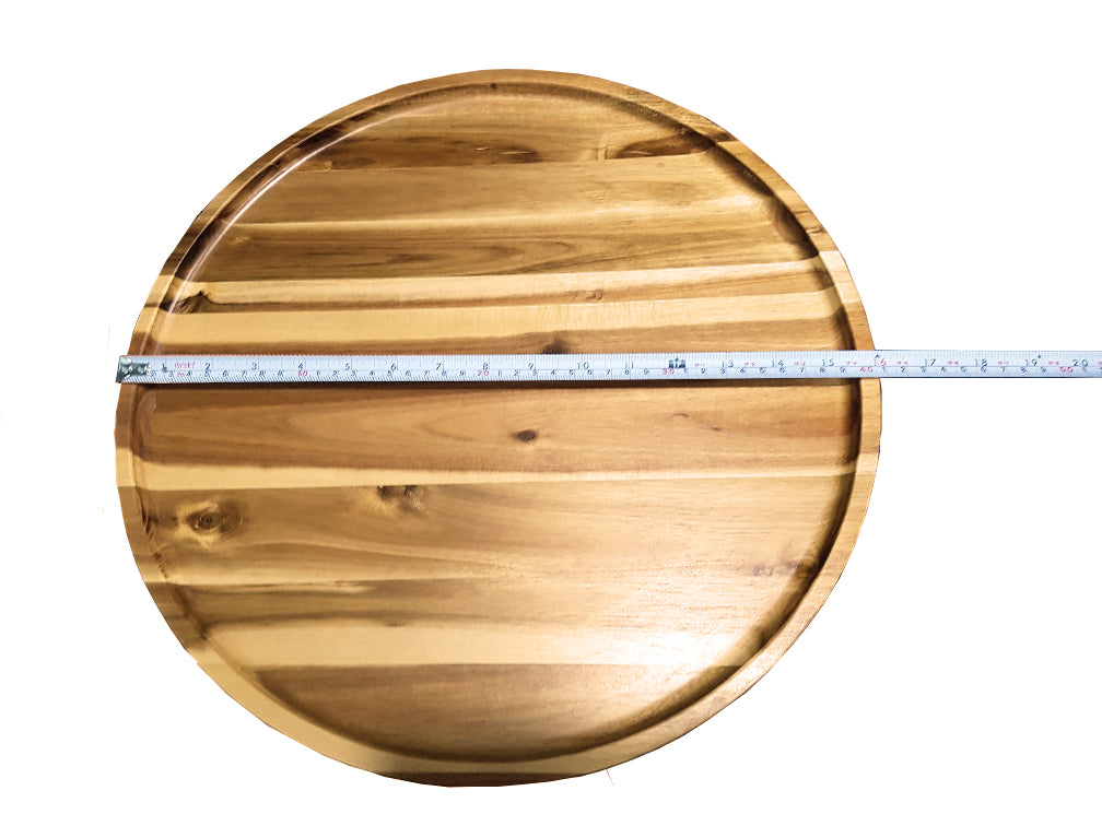 Zavis Green Acacia Wood Round Stackable Plate / Platter 16