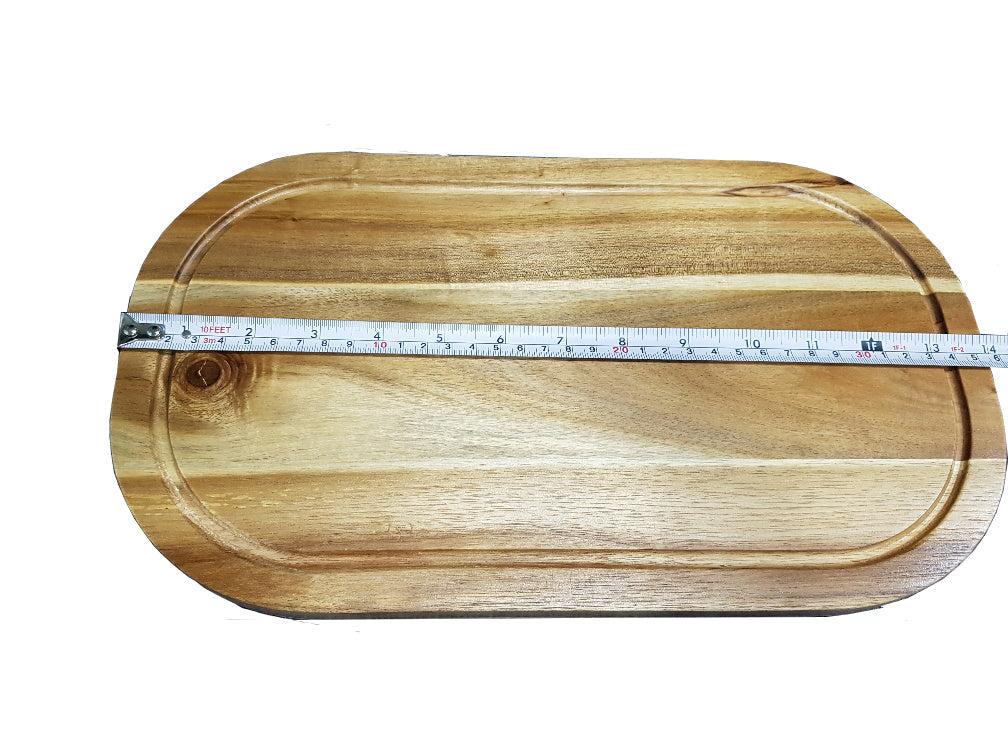 Zavis Green Acacia Wood Serving Rounded Cutting Board With Juice Groove 14