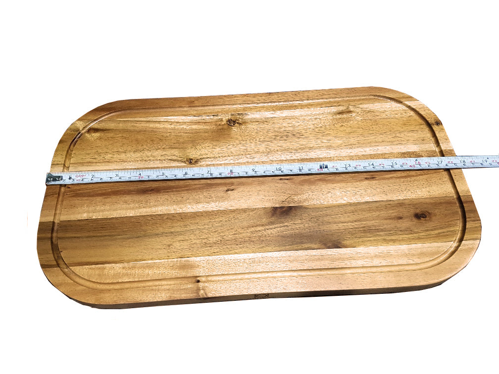 Zavis Green Acacia Wood Serving Rounded Cutting Board With Juice Groove 18