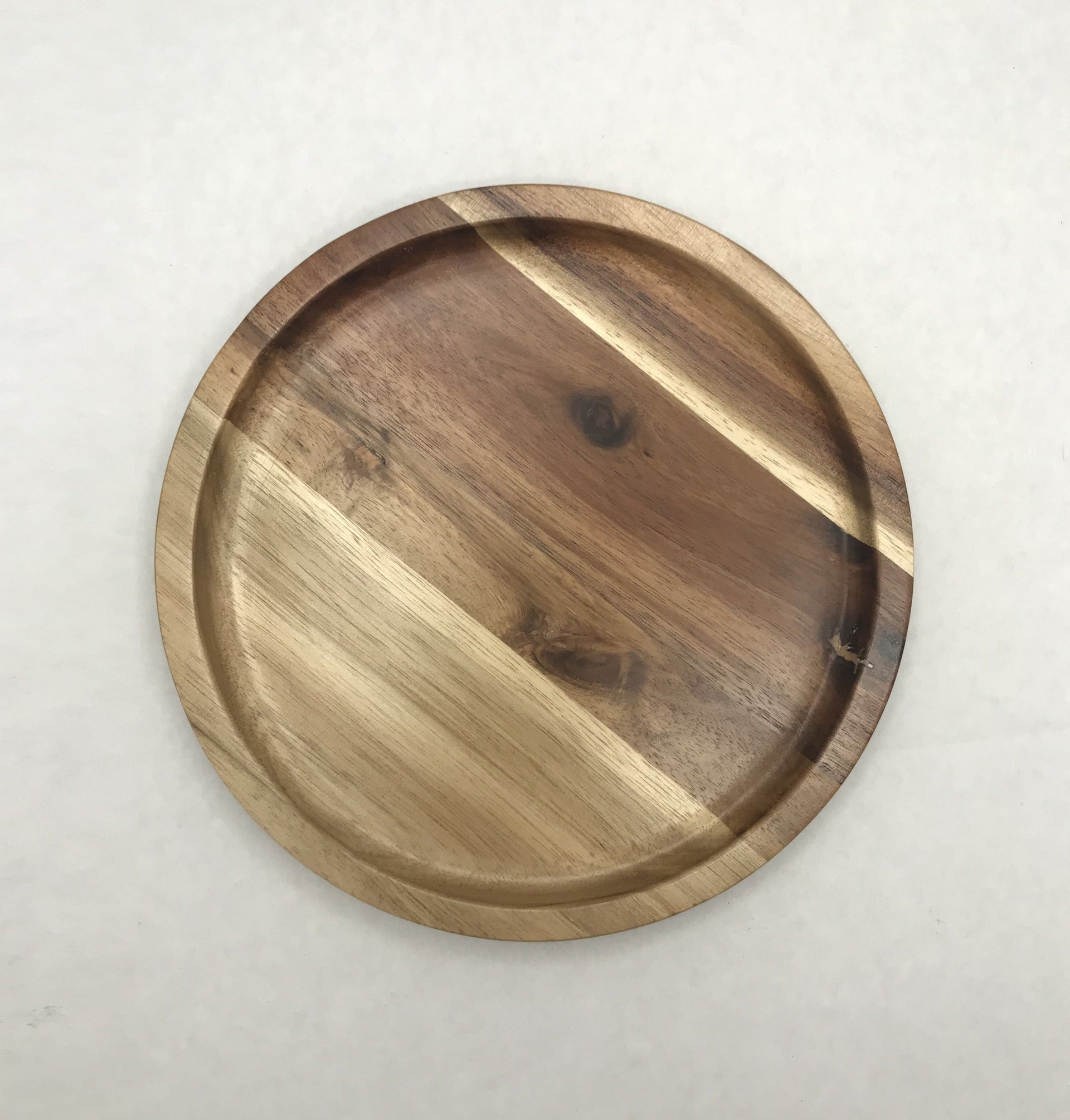 [ Set of 3 ] Zavis Green Acacia Wood Round Stackable Plate / Platter 8