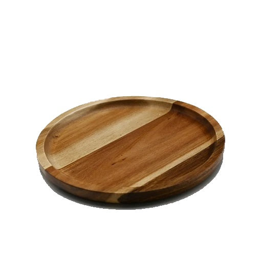 Zavis Green Acacia Wood Round Stackable Plate / Platter 8