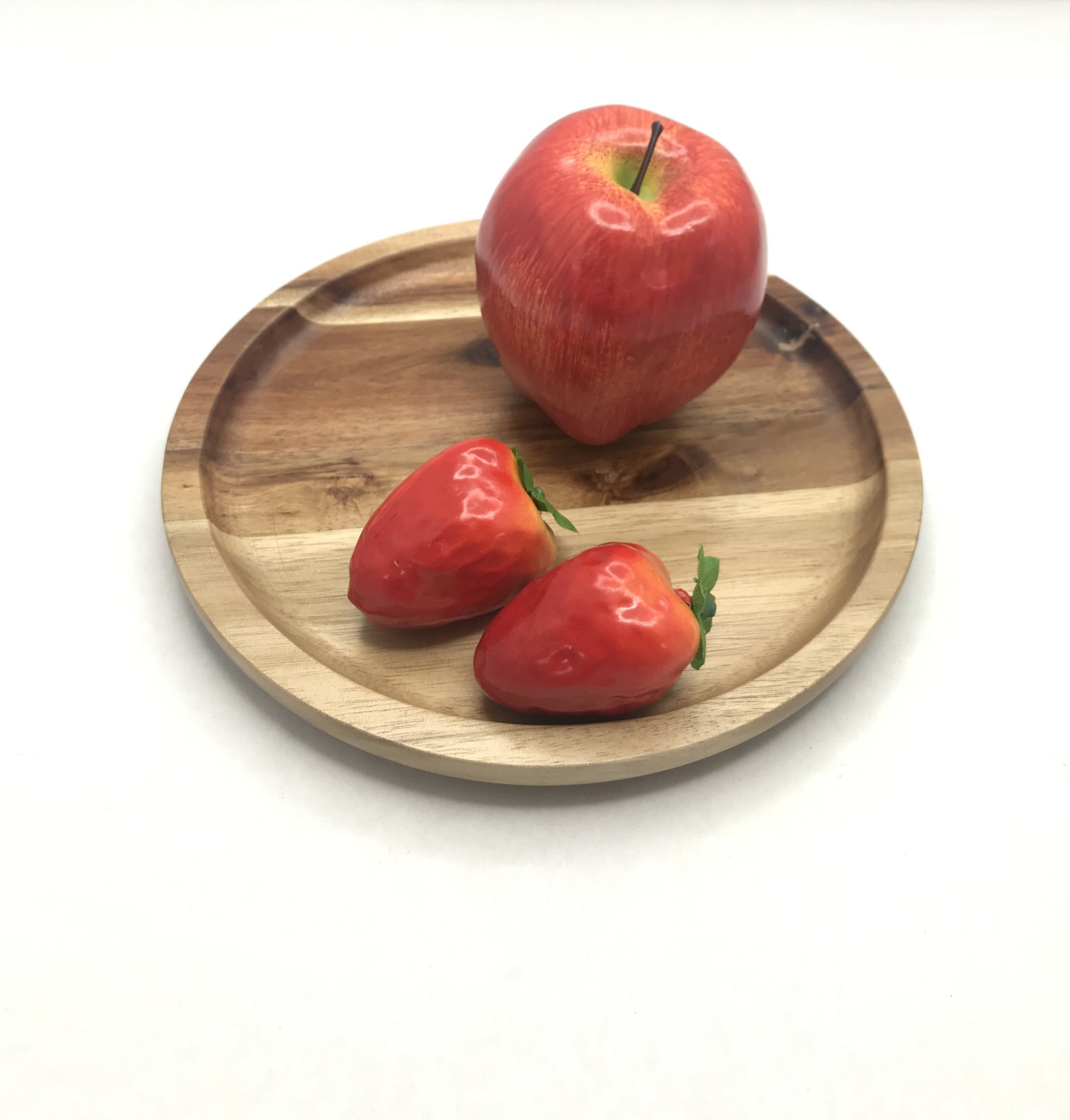 Zavis Green Acacia Wood Round Stackable Plate / Platter 8