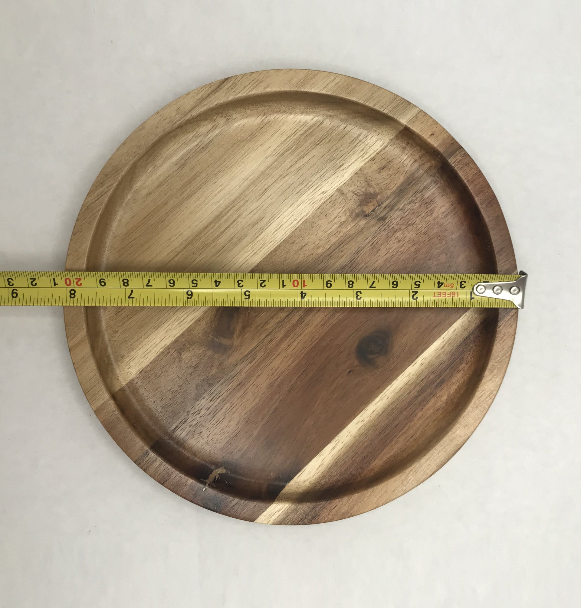 Zavis Green Acacia Wood Round Stackable Plate / Platter 8