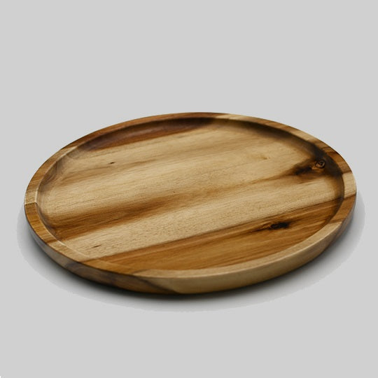 Zavis Green Acacia Wood Round Stackable Plate / Platter 10