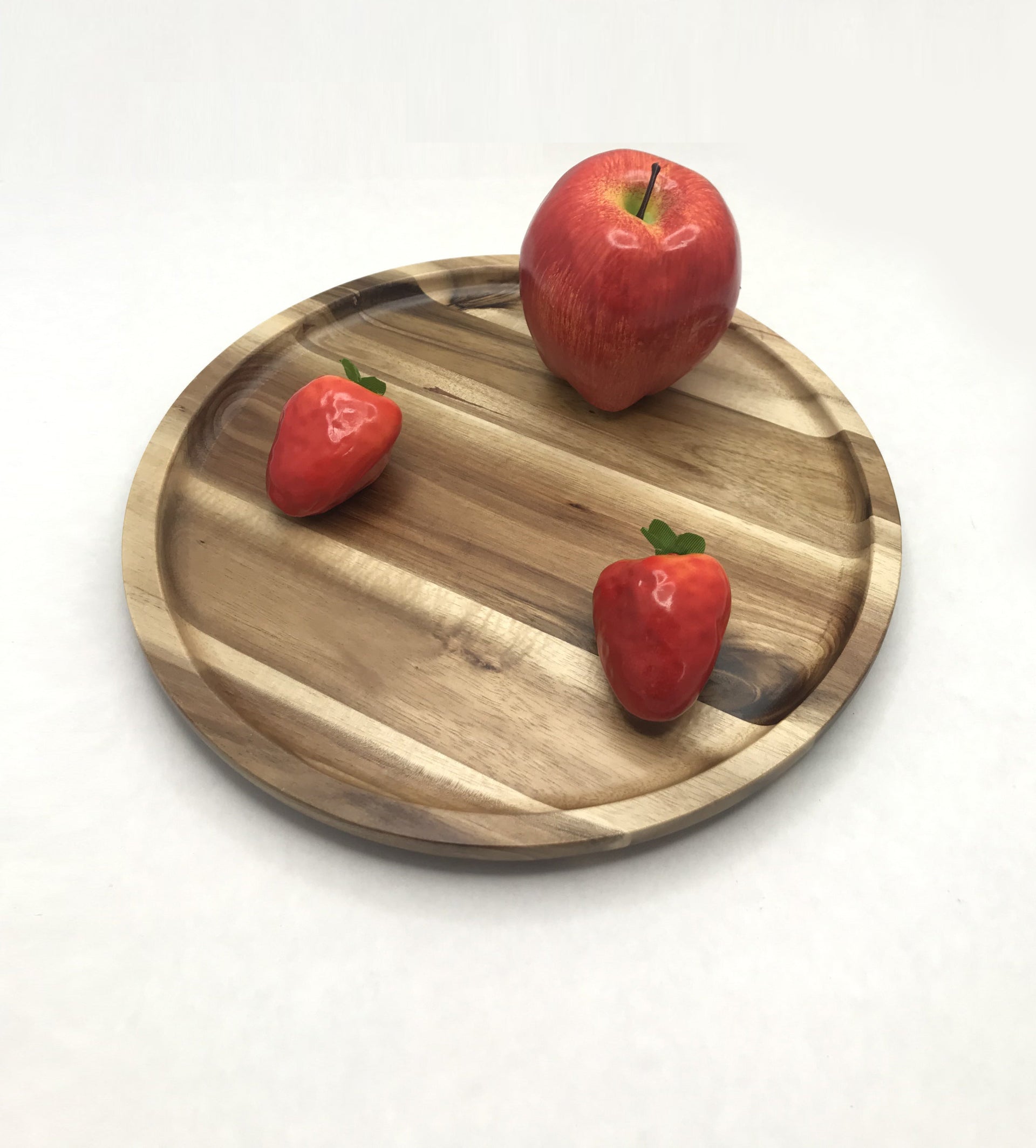 Zavis Green Acacia Wood Round Stackable Plate / Platter 10