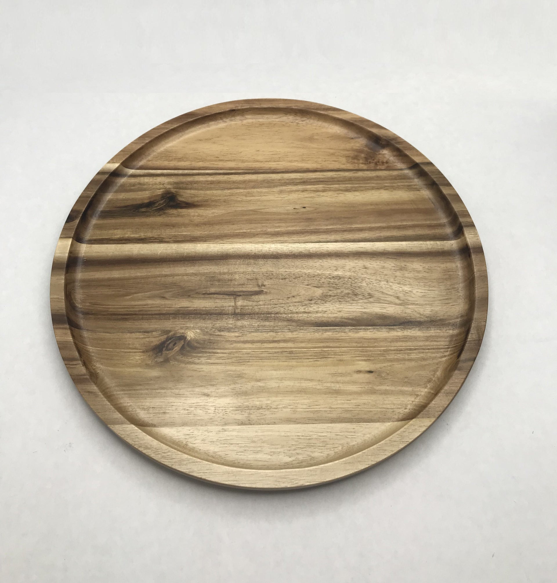 [ Set of 3 ] Zavis Green Acacia Wood Round Stackable Plate / Platter 12