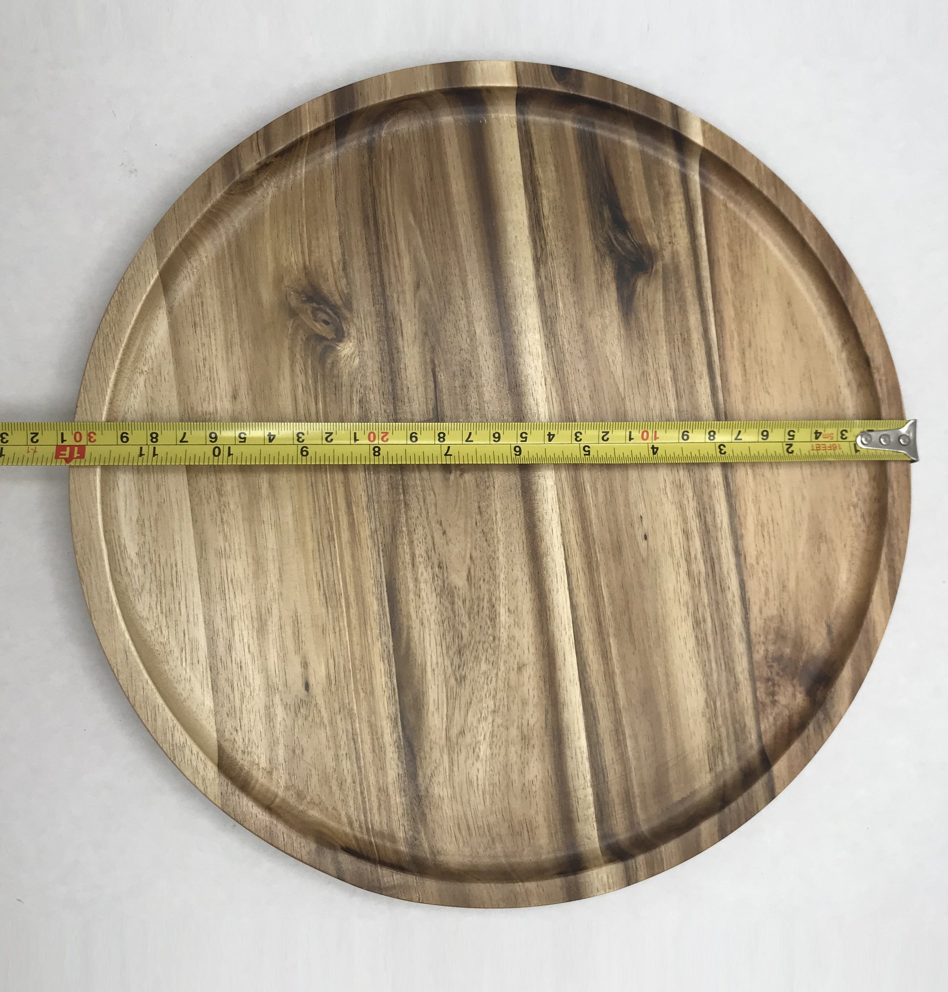 [ Set of 3 ] Zavis Green Acacia Wood Round Stackable Plate / Platter 12