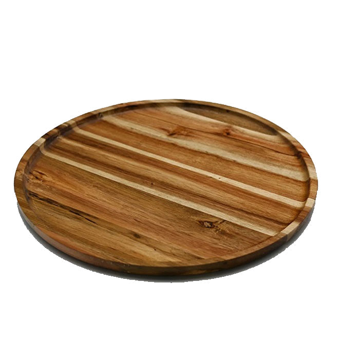 Zavis Green Acacia Wood Round Stackable Plate / Platter 14