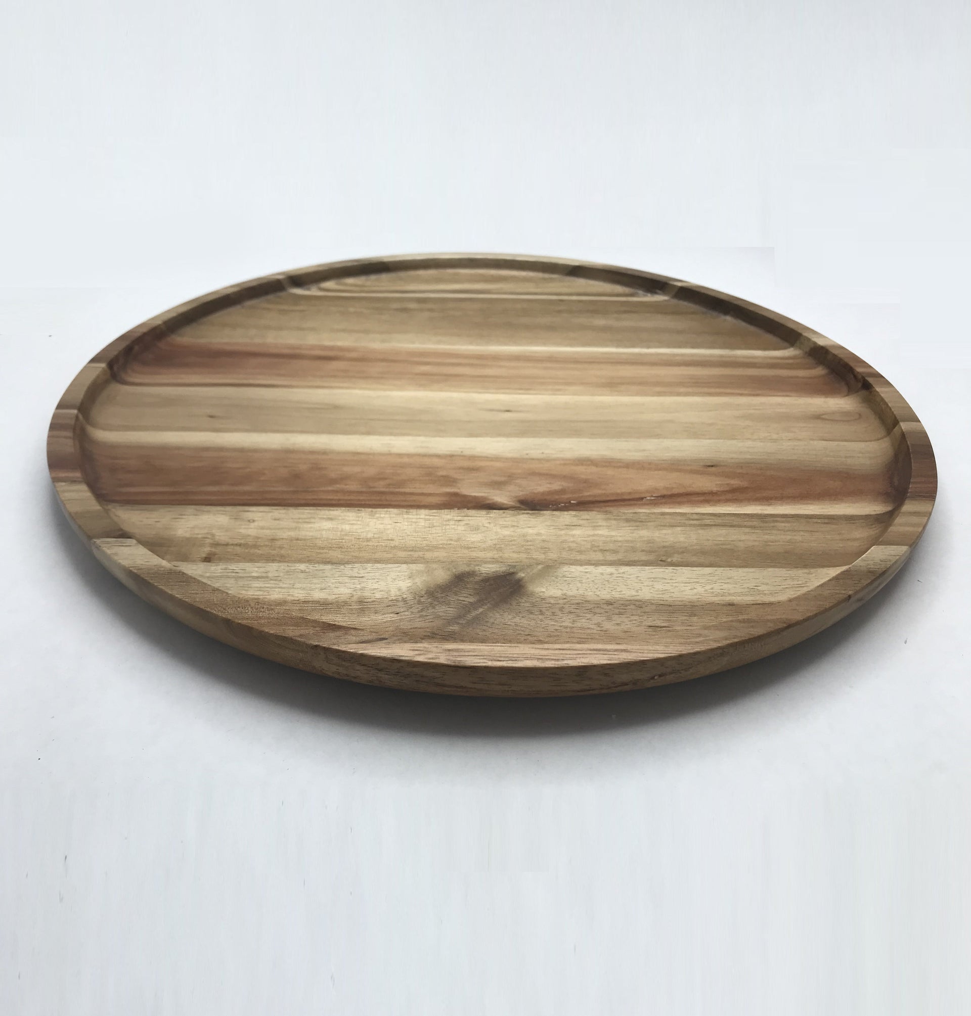 [ Set of 3 ] Zavis Green Acacia Wood Round Stackable Plate / Platter 14