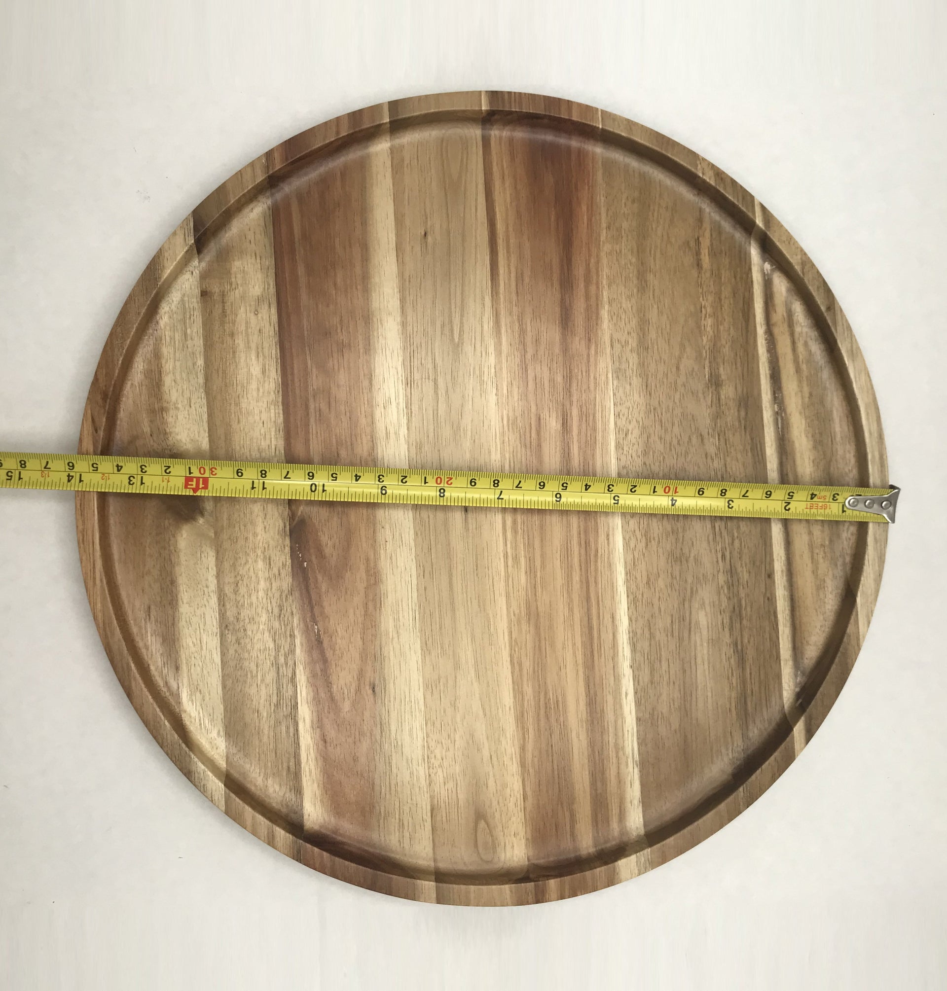 [ Set of 3 ] Zavis Green Acacia Wood Round Stackable Plate / Platter 14