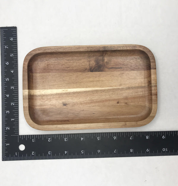 [ Set of 6 ] Zavis Green Acacia Wood Serving rectangle Stackable Tray / Dish 8