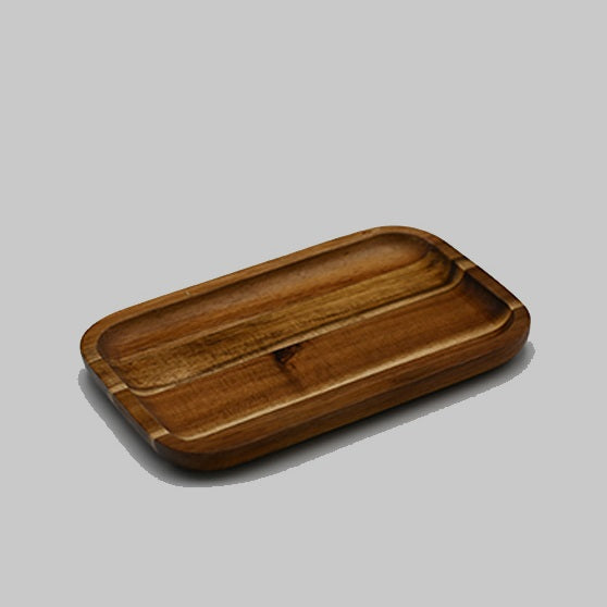 [ Set of 6 ] Zavis Green Acacia Wood Serving rectangle Stackable Tray / Dish 8